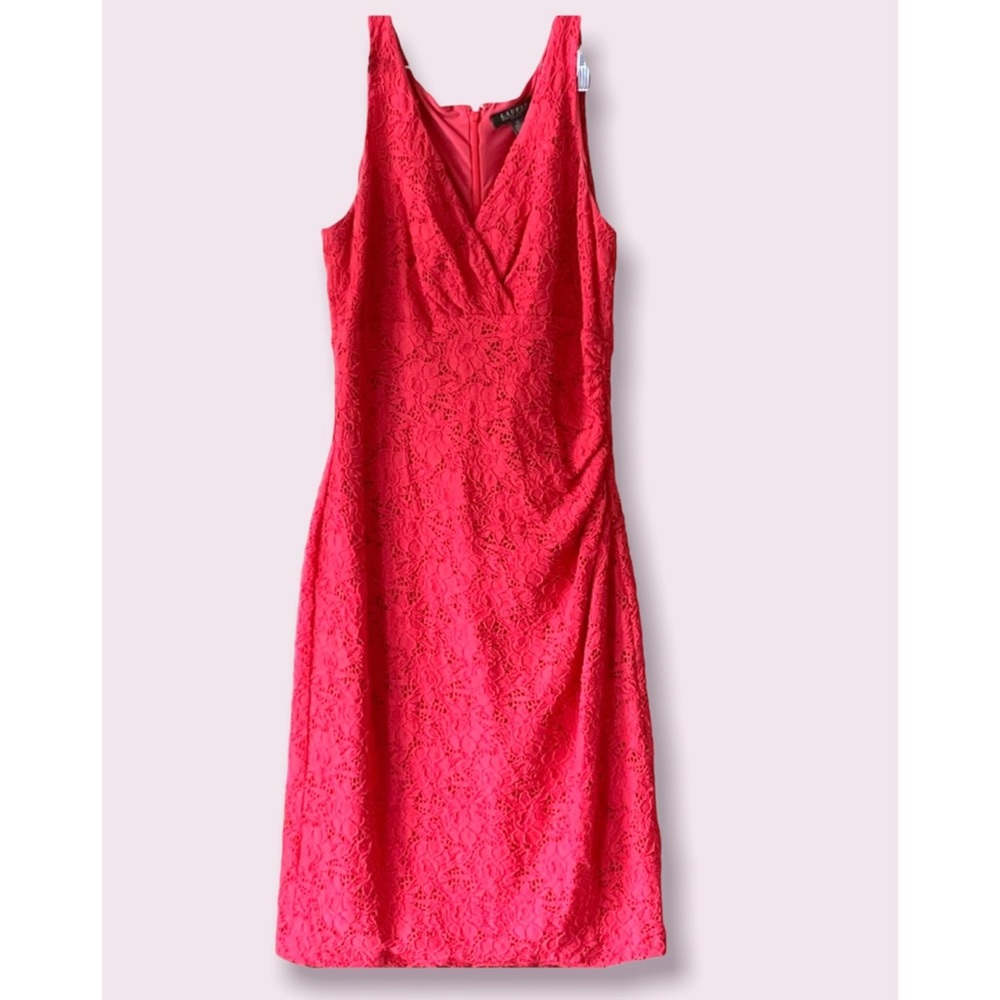 Polo by Ralph Lauren Hot Pink Lace Midi Dress